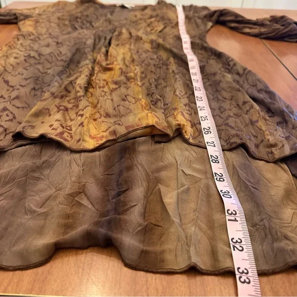 Vintage Alberto Makali Mini Dress Large Brown Cheetah Print Boho Tunic Going Out - Picture 7 of 8